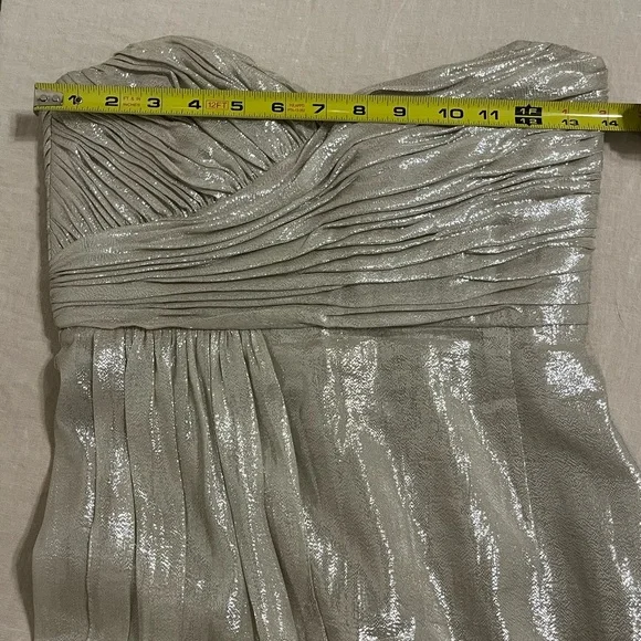 Silver Silk Vera Wang Strapless Dress - Picture 5 of 8